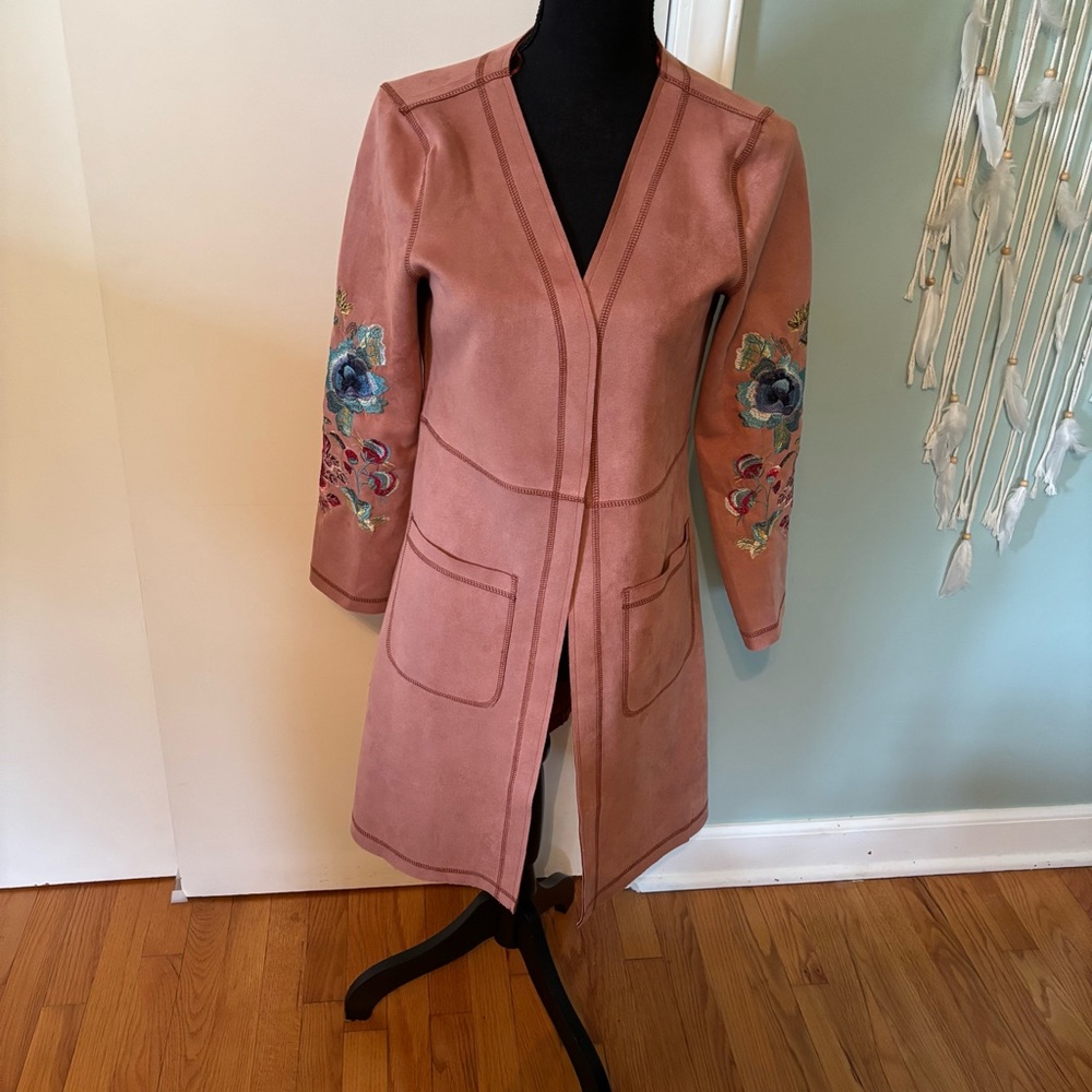 Embroidered Pink Women's Cardigan size small